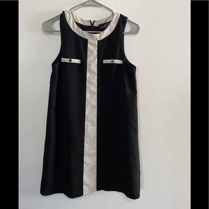 Bordeaux Black & Cream Colorblock Shift Dress | Size S | Sleeveless Mod Style